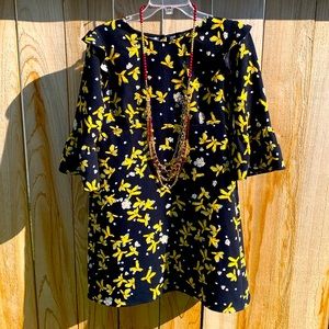 ZARA black dress bright floral L